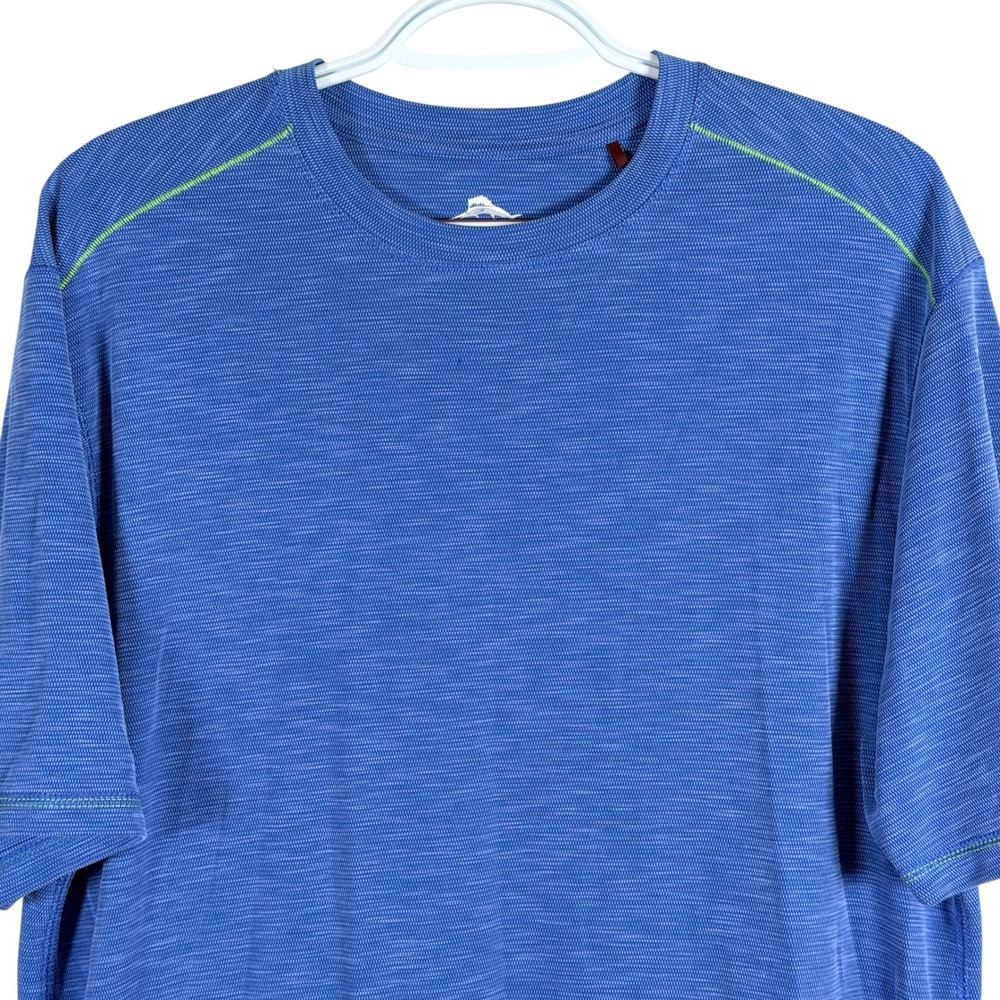Tommy Bahama Island Zone T-Shirt Mens M Blue Textured Slub Knit S/S Crew Neck